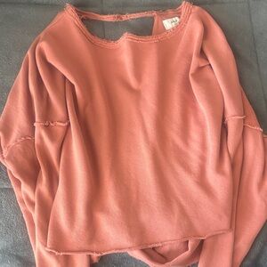 Aerie Pink Frayed Edge Top